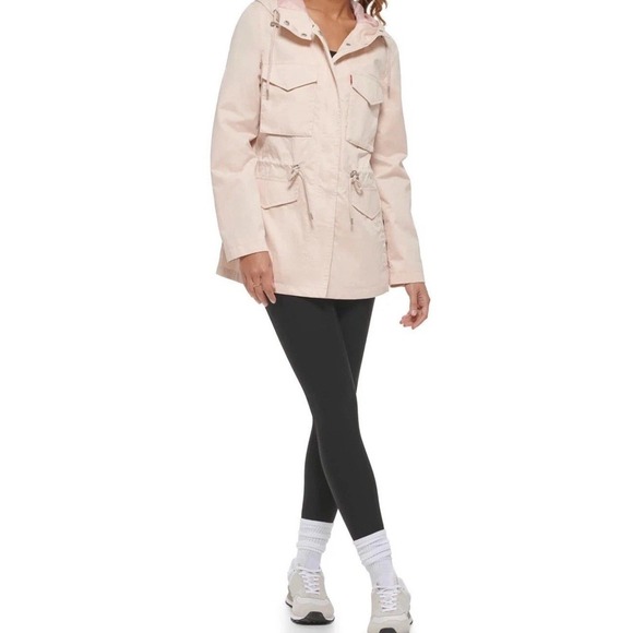 Levi's Women's 2XL Four Pocket Hooded Military Jacket Peach‎ Puree Pink NWT - Picture 4 of 16